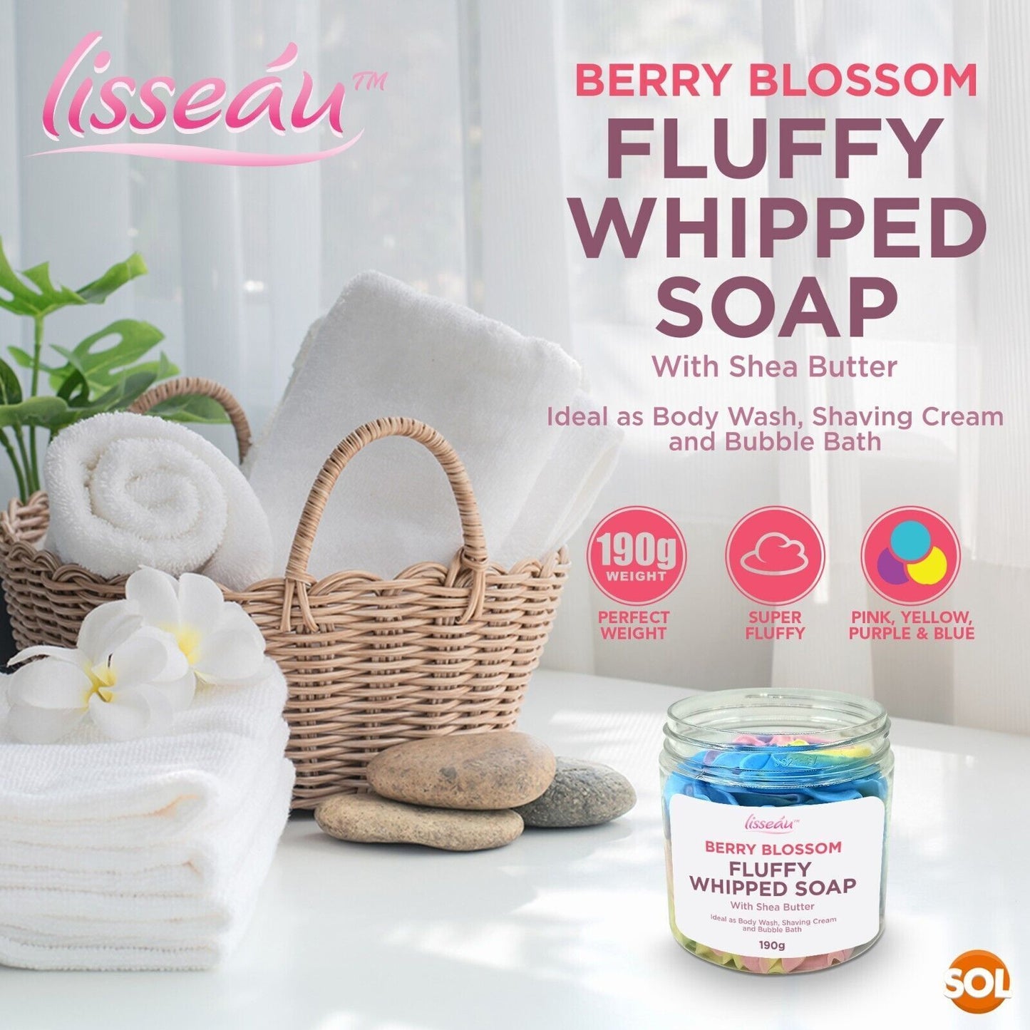 Whipped Soap Shower Fluff | Shea Butter Berry Blossom | 190g
