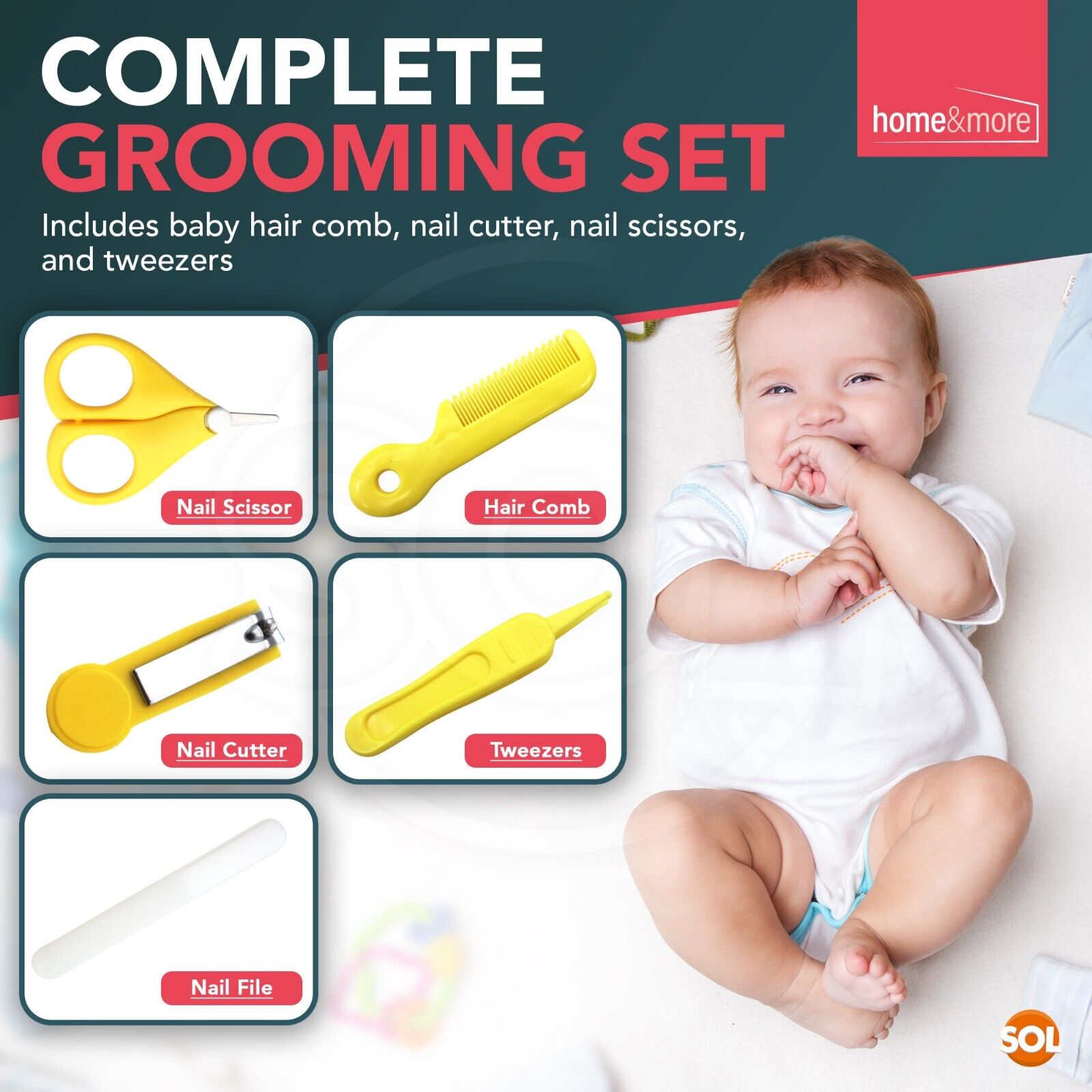5PC Baby Grooming Set Kit Manicure Healthcare Scissors Nail Clippers File Comb