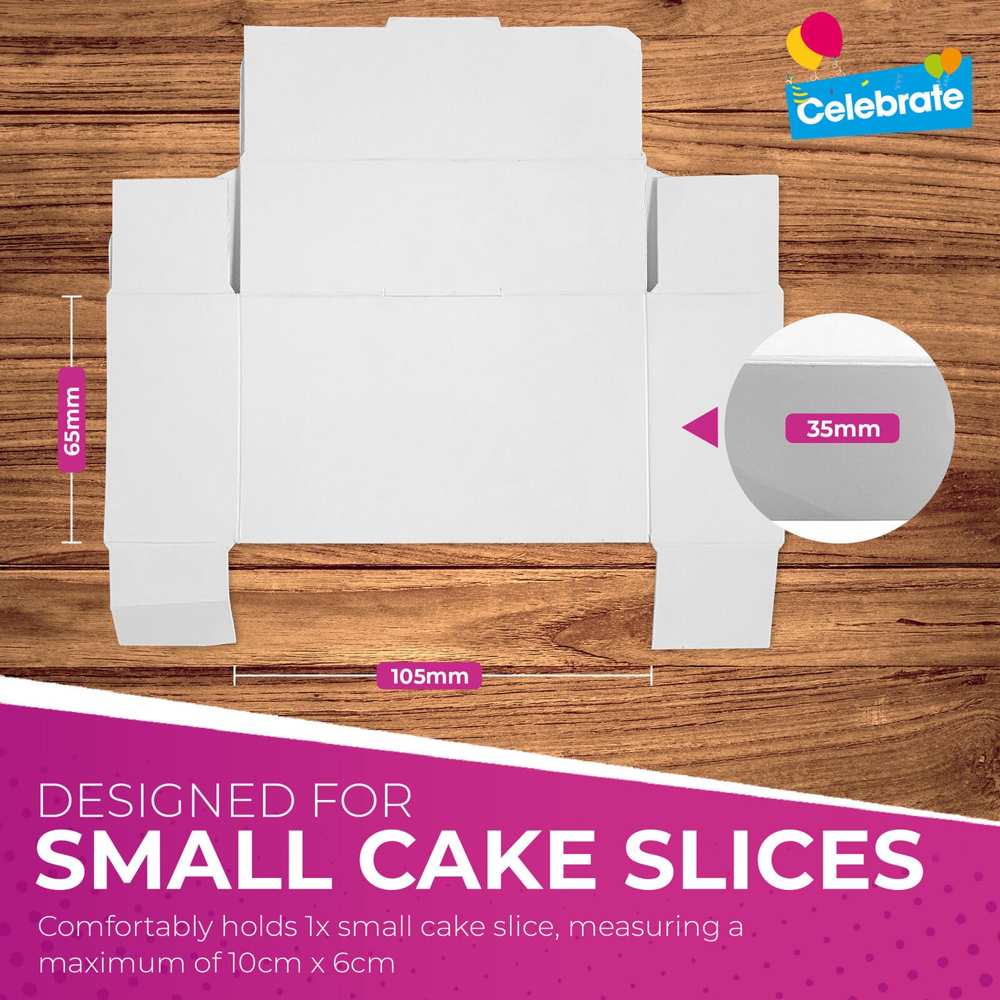 White Single Cake Slice Boxes | Wedding Party Favour | 20 Pack