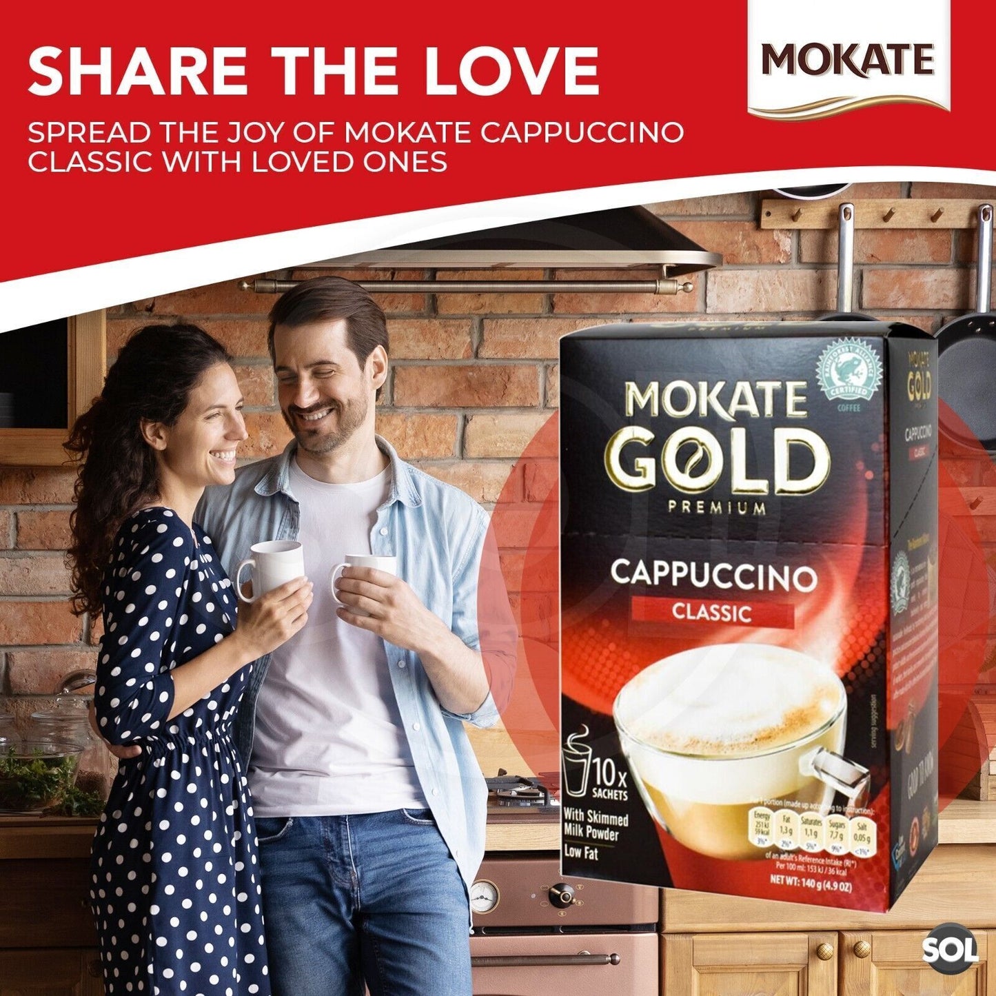 Mokate Gold Cappuccino Coffee Sachets | Classic & Chocolate Instant | 60 Pack