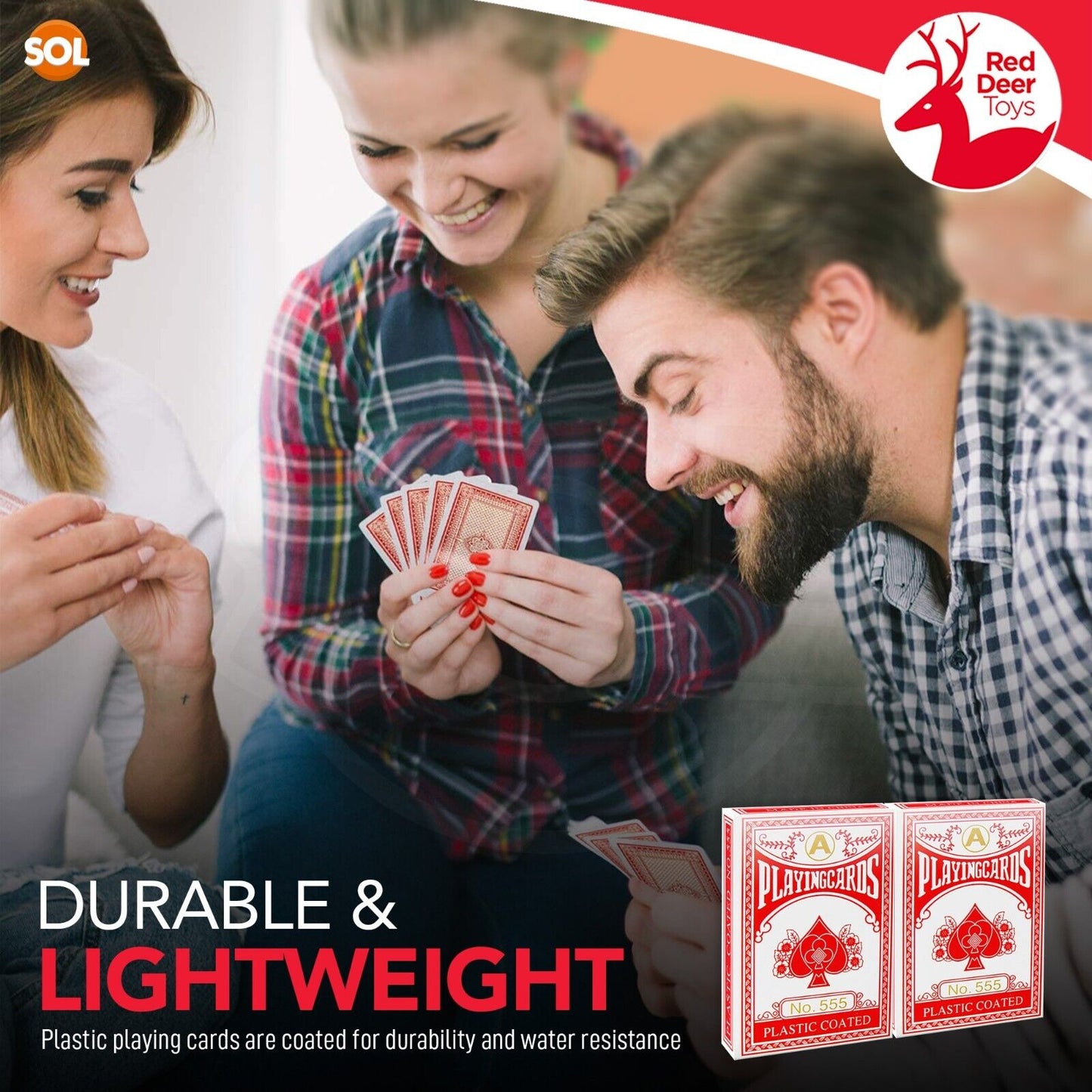 Playing Cards Packs Traditional Plastic Coated Deck Professional Poker Game Red
