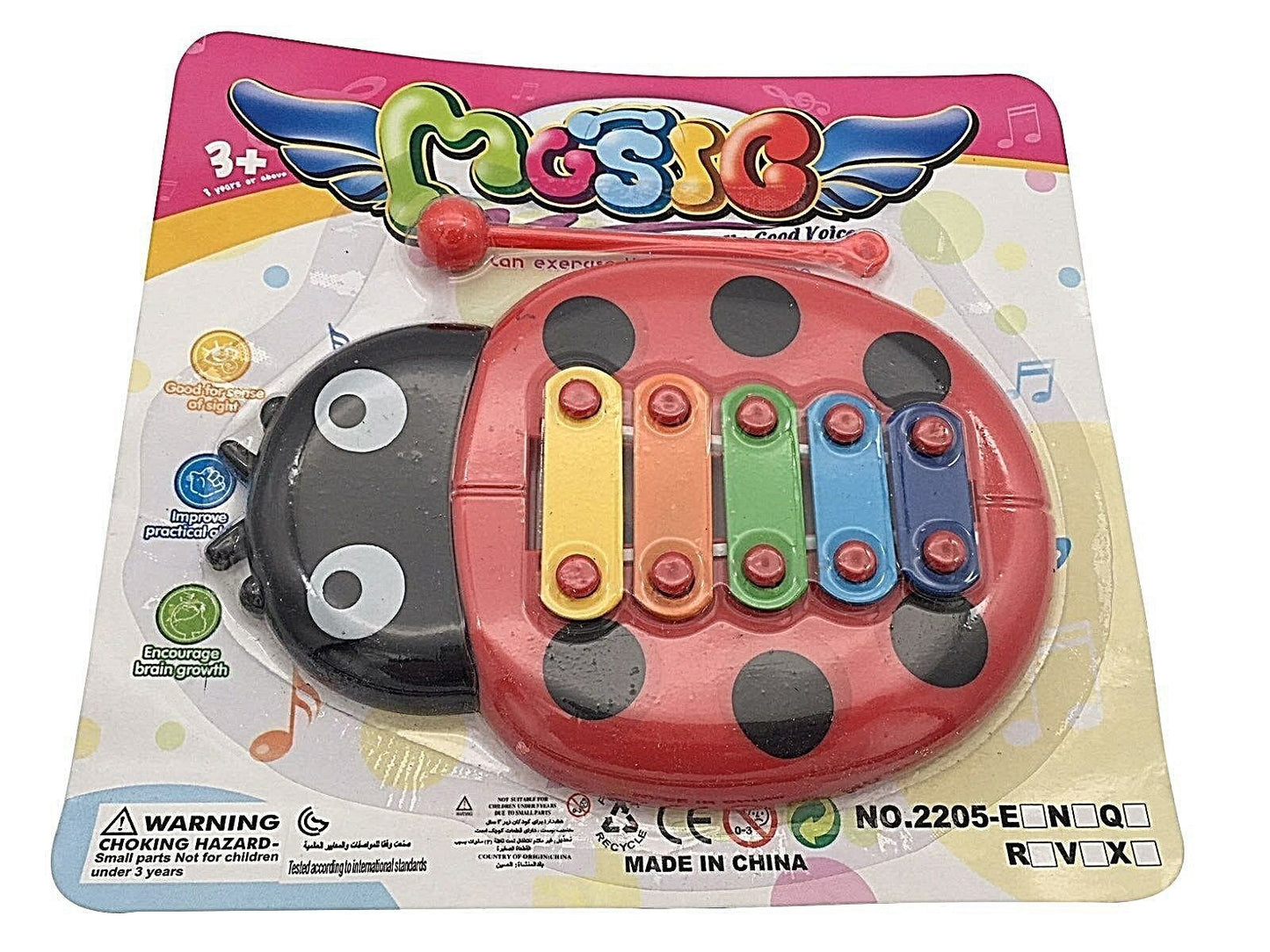 Kids Beetle Xylophone Toy Baby Childs Musical Development Instruments 5-Note Red