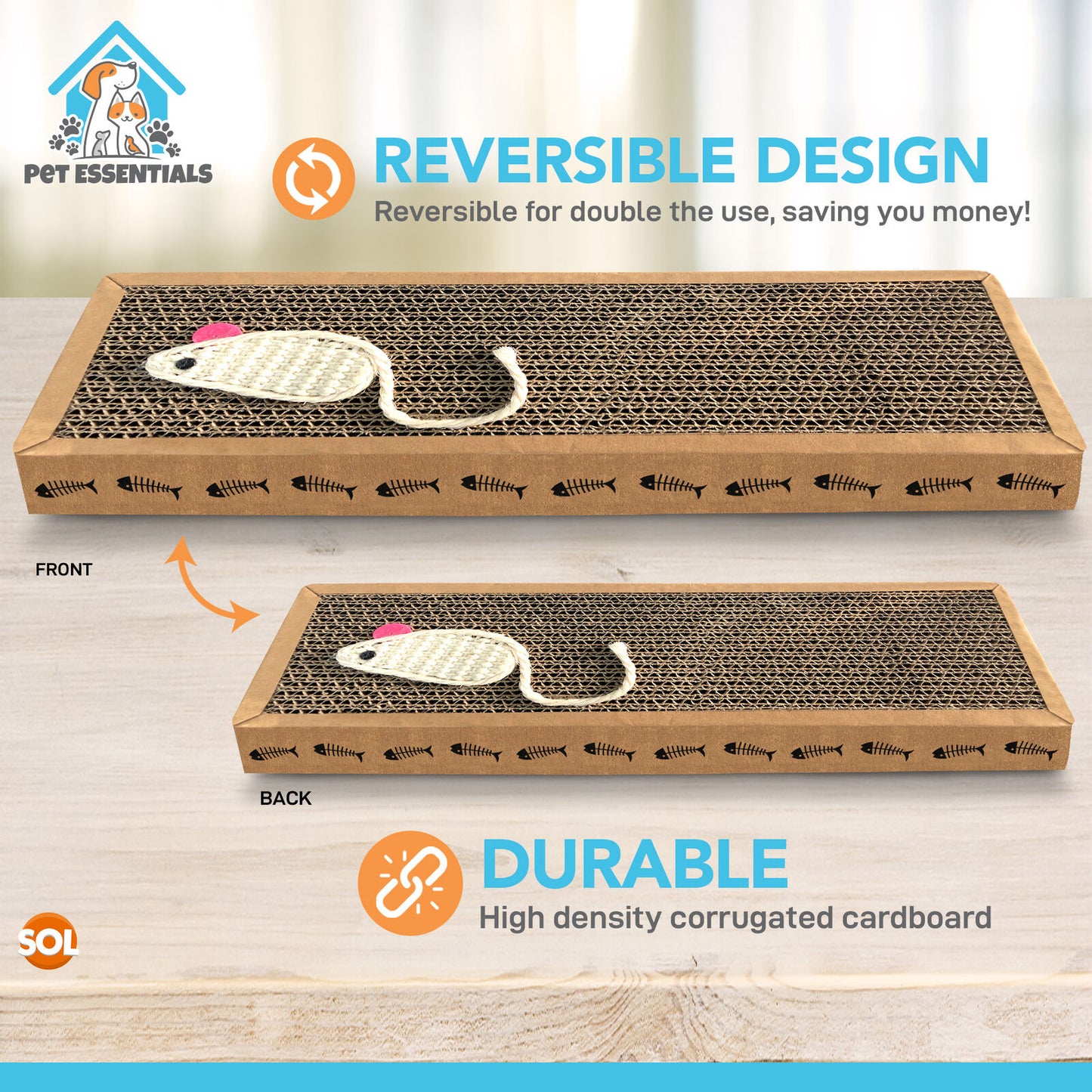 Cat Scratcher Pads | Cardboard Mat Bed & Toy | 2 Pack