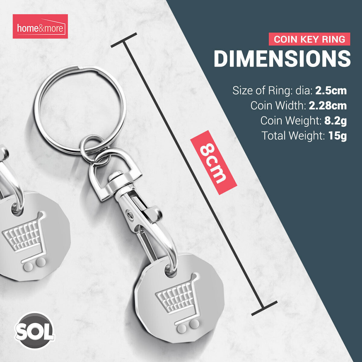 Trolley Coin Keyring | £1 Pound Shopping Cart Token | 6 Pack