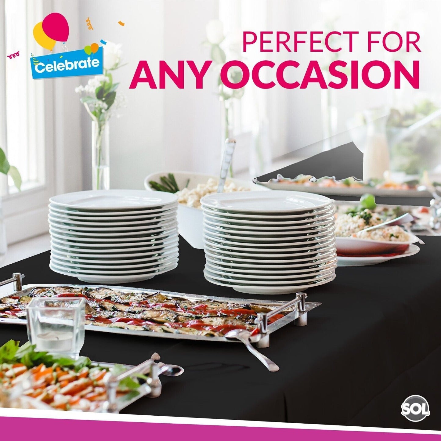 Plastic Table Cloth Covers Rectangular | Party Tableware | 2 Pack