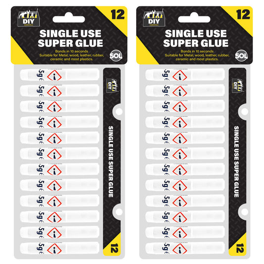 Super Glue | Extra Strong Adhesive for Plastic Rubber Wood | 24 Pack