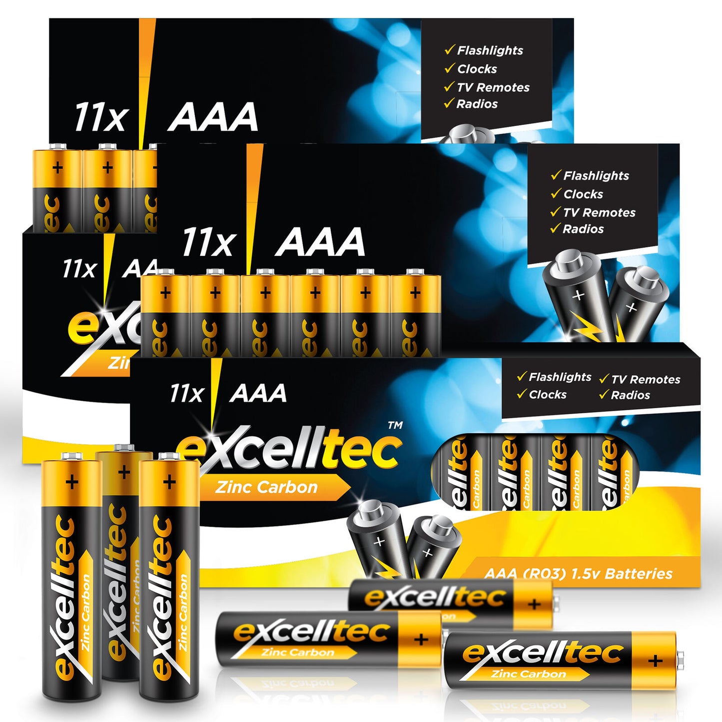 22 Excelltec AA / AAA Batteries | 1000mAh 1.5v Heavy Duty Battery Long Expiry Life