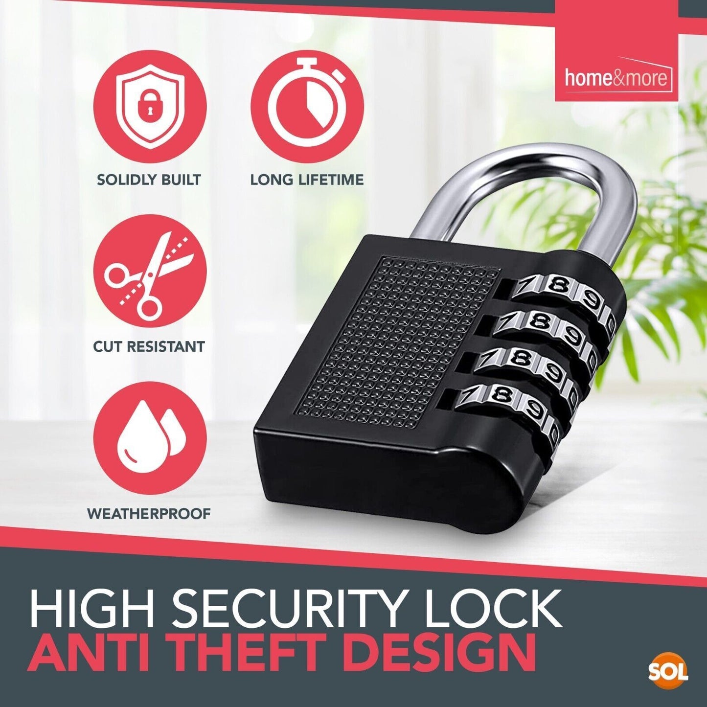 3pk-4pk Four Digit Combination Padlock Heavy Duty Outdoor Lock Gym Travel Luggage Locker