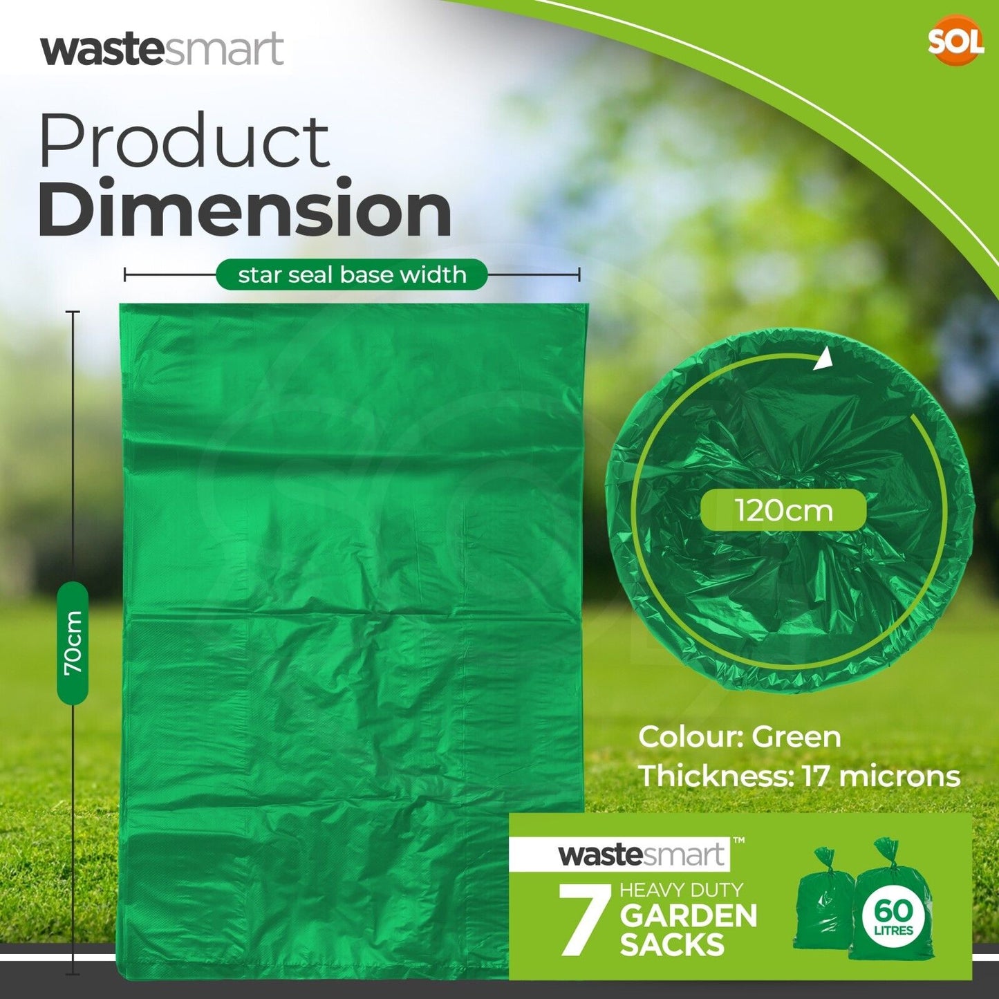 Garden Sacks Heavy Duty 60L Green Waste Bags | 168 Pack