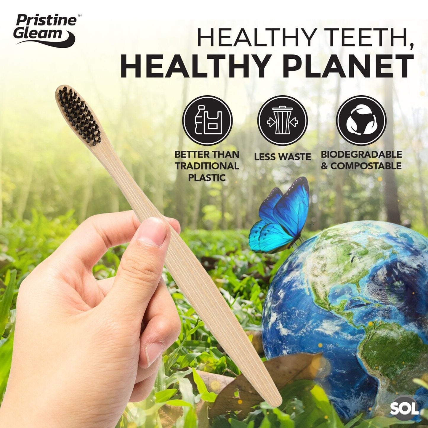 2-12pk Bamboo Toothbrush Multipack | Medium Biodegradable Eco Friendly Bristles