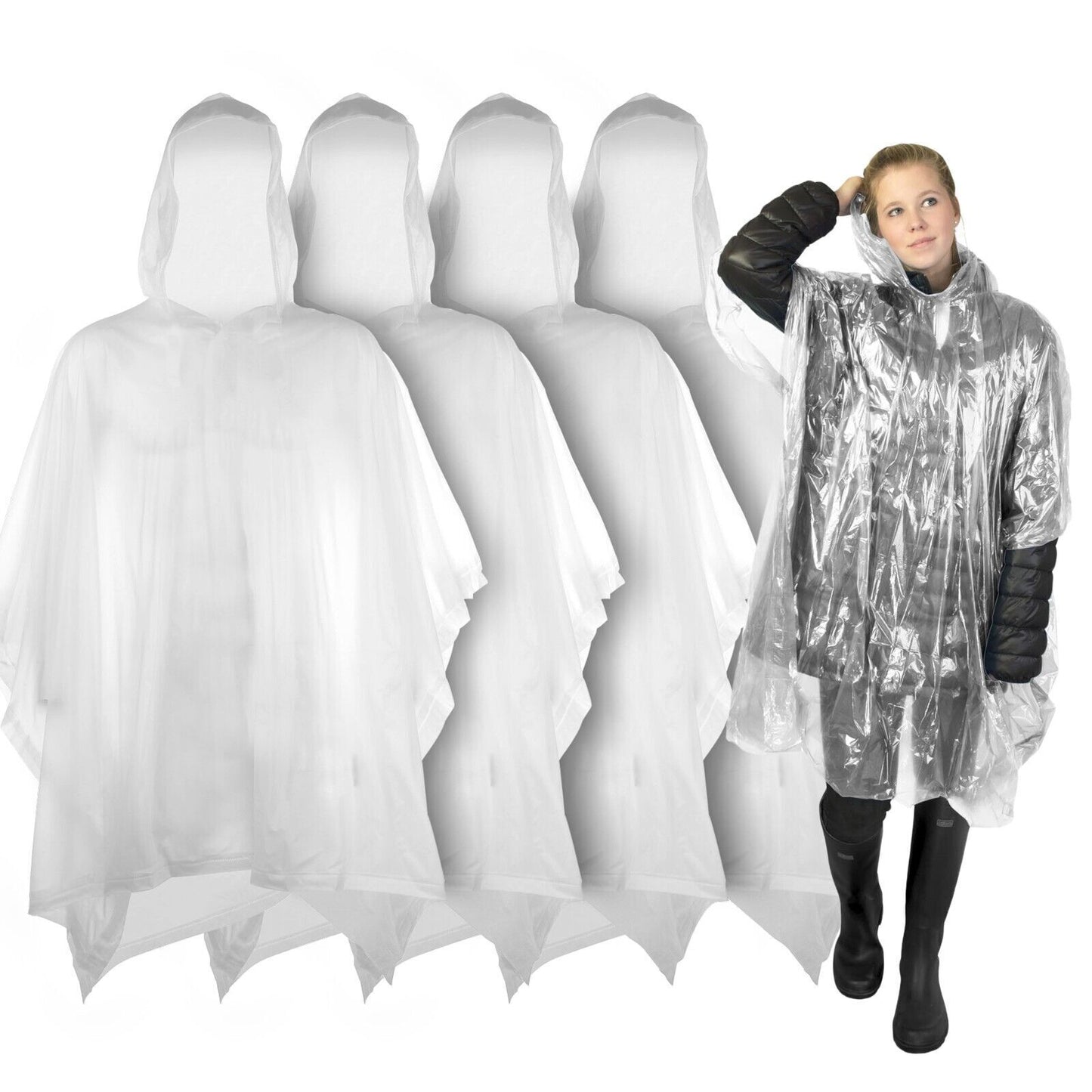 Waterproof Rain Poncho | Adult Disposable Emergency Camping Hiking | 2 Pack