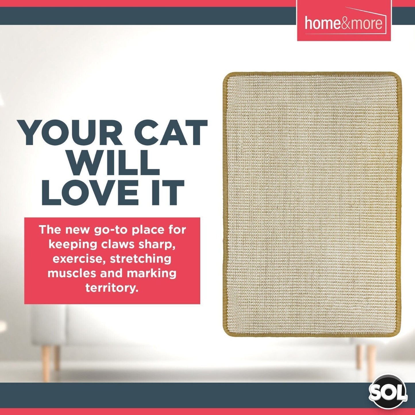 Cat Scratching Mat Sisal 60cm x 40cm | Kitten Scratcher Board Pad