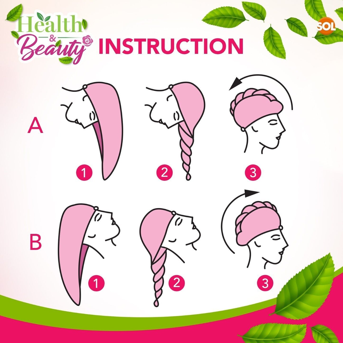 Hair Turban Towel | Pink Microfibre Head Wrap Quick Dry