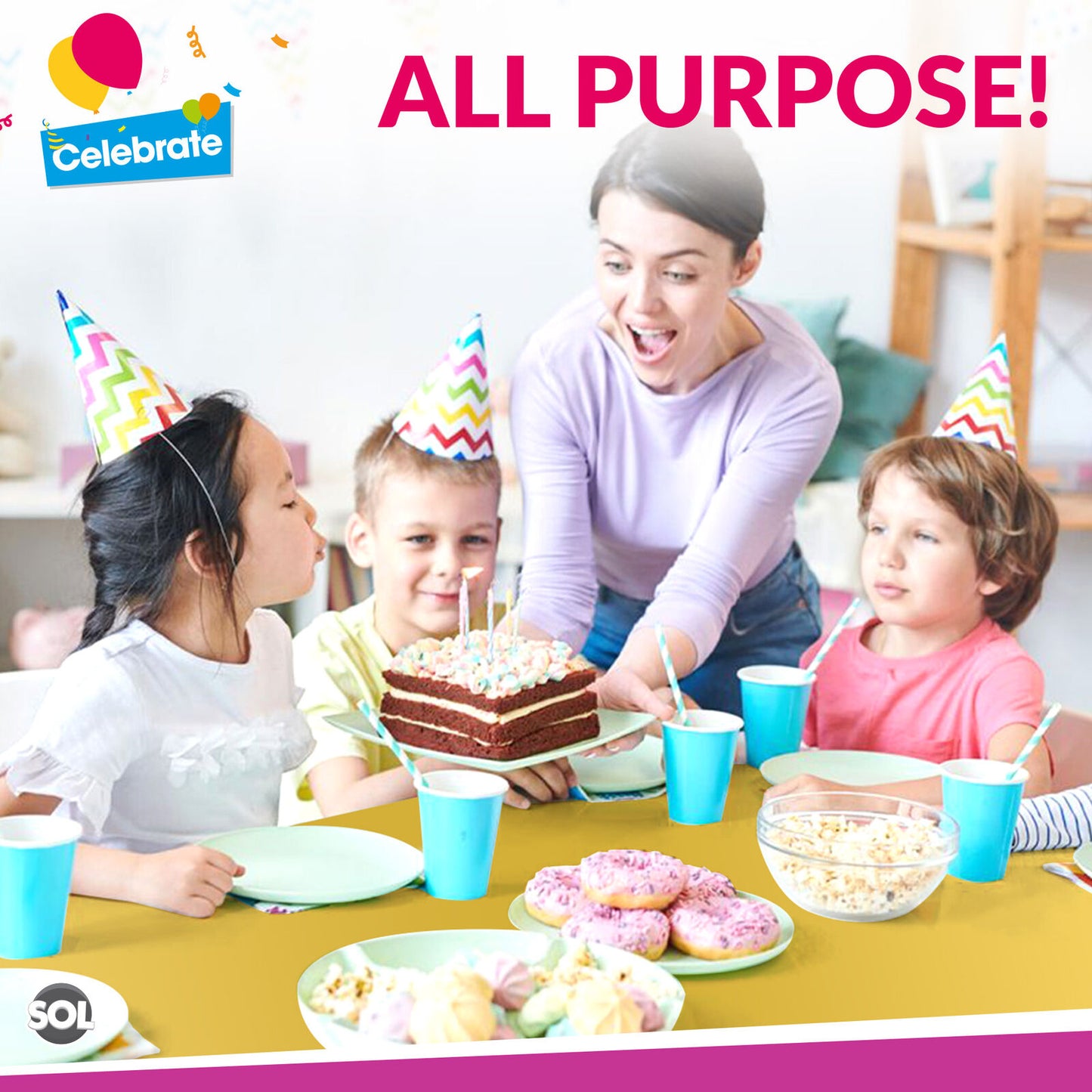 Plastic Table Cloth Covers Rectangular | Party Tableware | 2 Pack