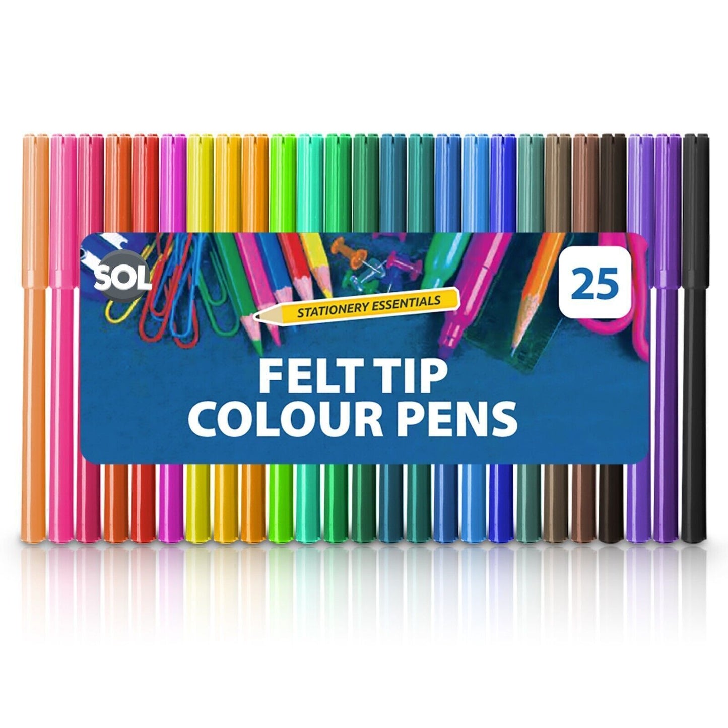 Felt Tip Pens Set | Fine Fibre Drawing Markers | 25 Pack