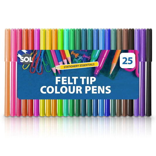 Felt Tip Pens Set | Fine Fibre Drawing Markers | 25 Pack
