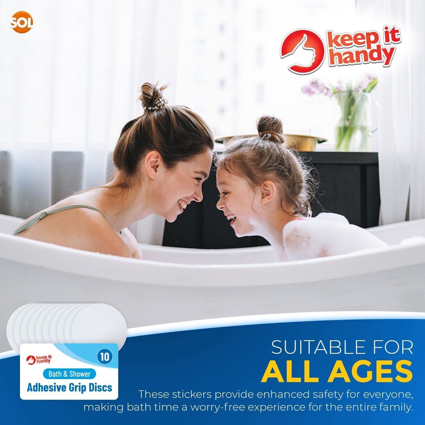 Anti Slip Bath Shower Stickers | 10 Textured Pads