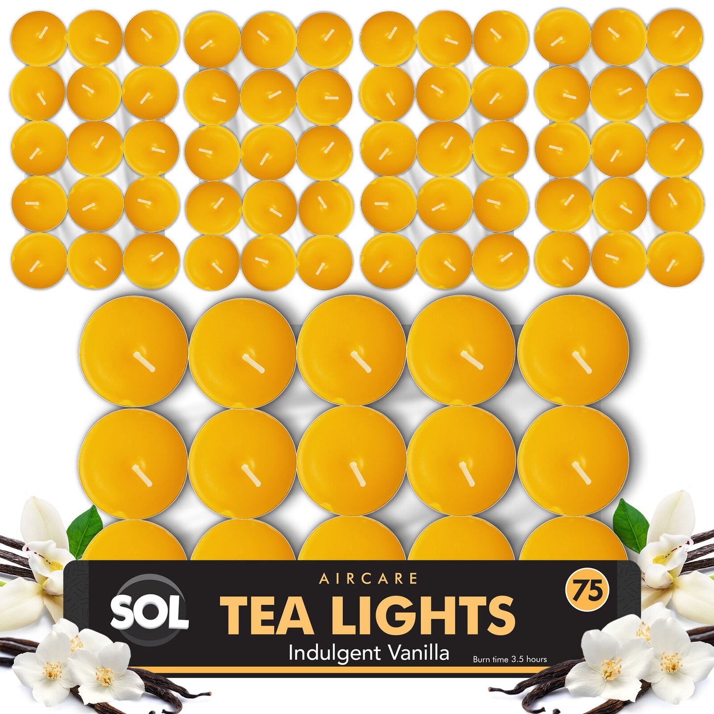 Scented Tea Light Candles | 4 Hour Burn Fragrance | 75 Pack