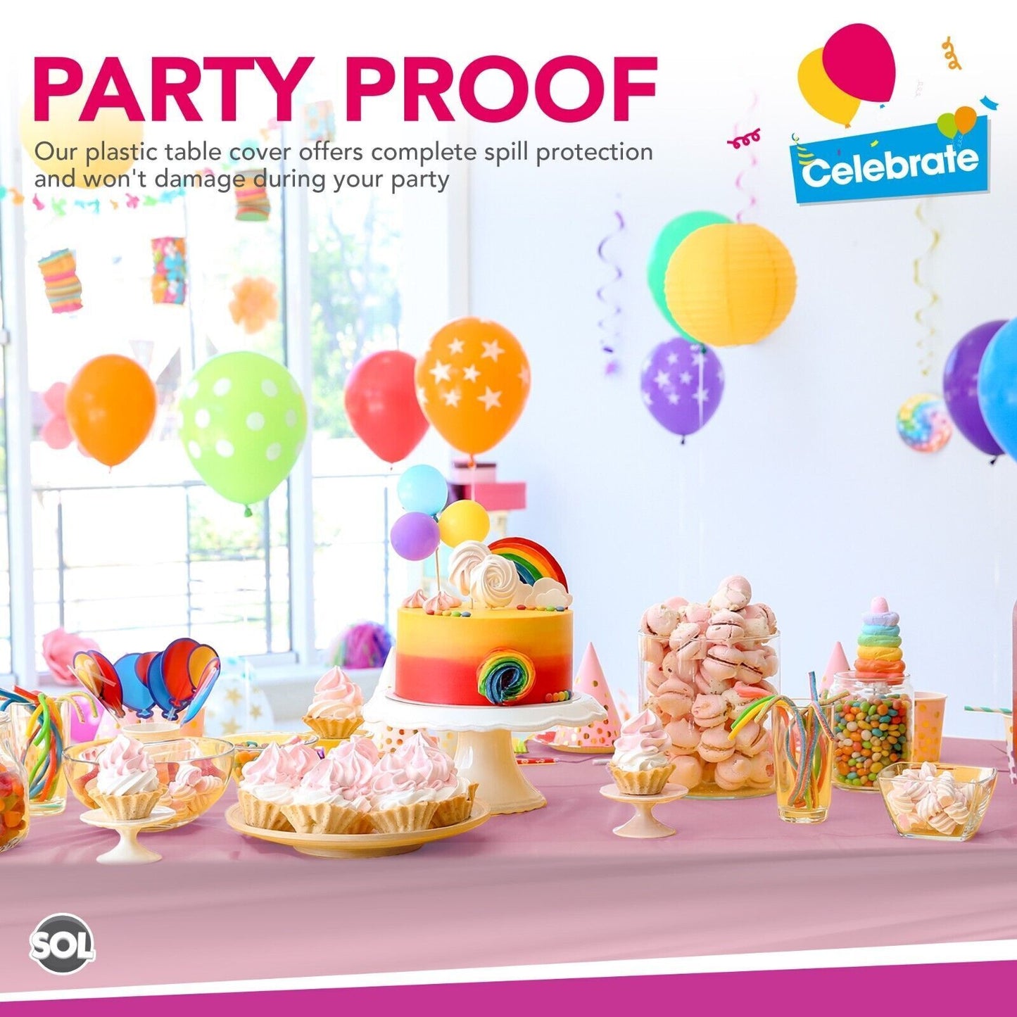 Plastic Table Cloth Covers Rectangular | Party Tableware | 2 Pack