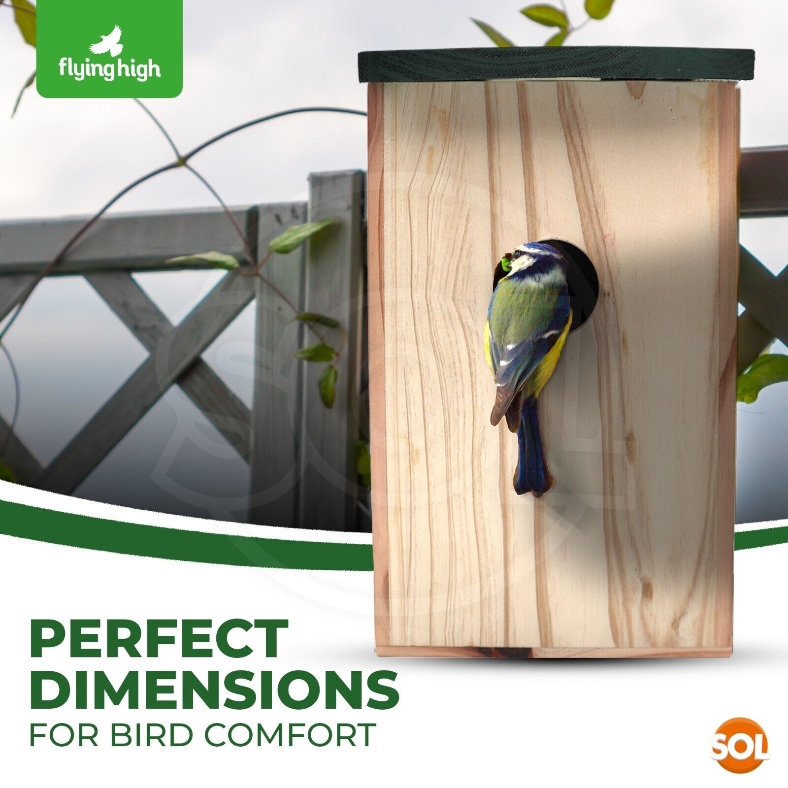 4-12pk Wooden Bird Nesting Boxes | Nest House for Small Wild Finch Robin Sparrow