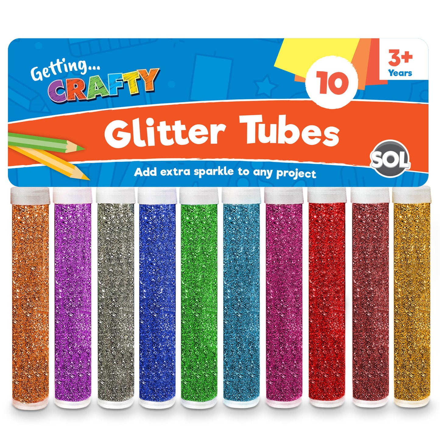 Glitter Tubes Assorted Colours | Shaker Pots Art & Craft | 10 Pack