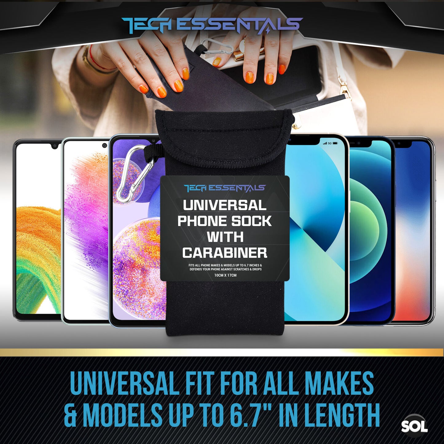 Neoprene Phone Case Sock Cover Pouch | Universal Mobile Up to 6.7 Inch