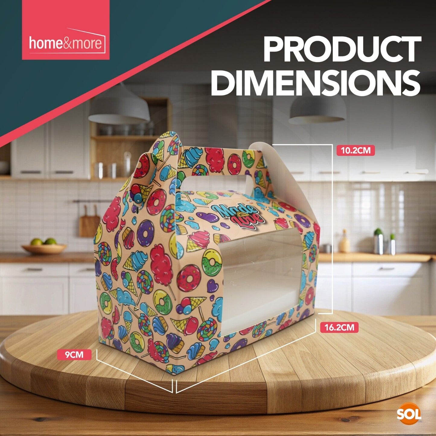 Large Cake Boxes with Window & Handle | Paper Box Slices | 2 Pack