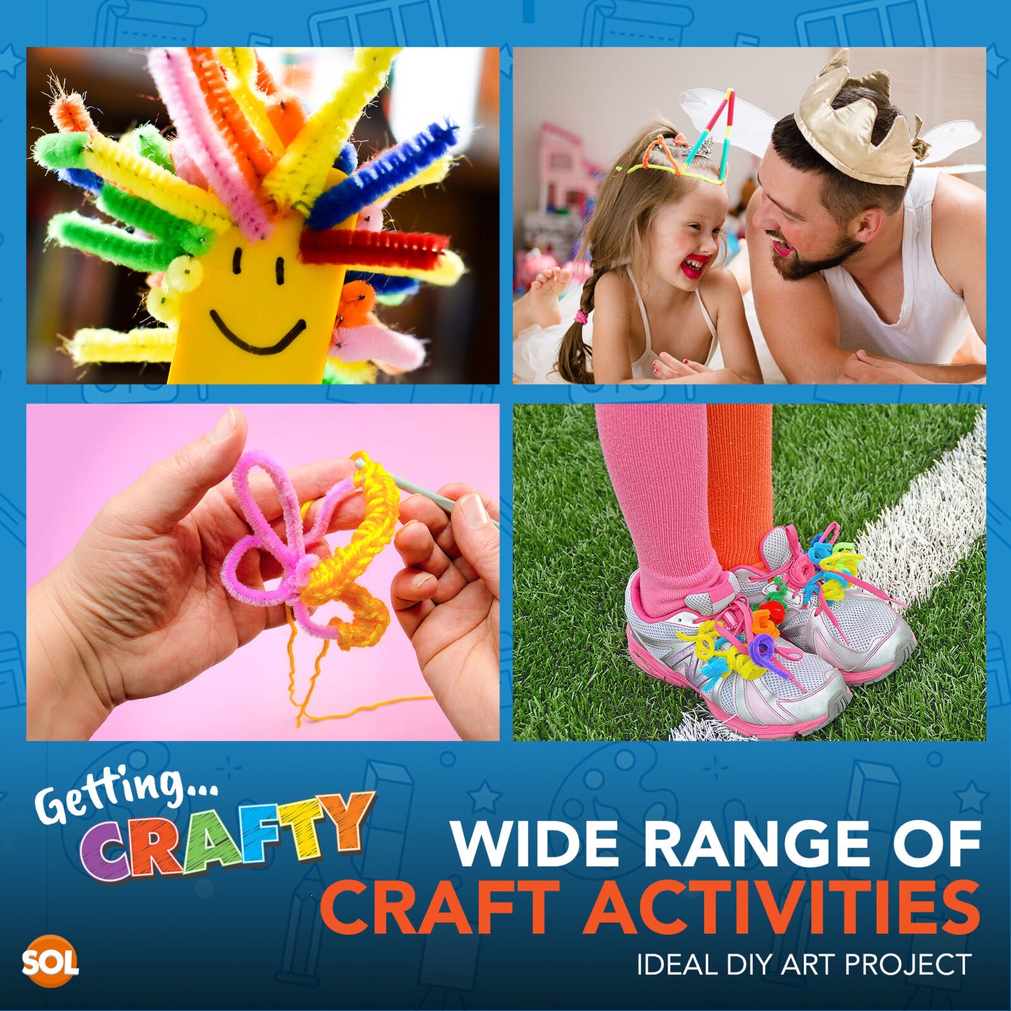 Pipe Cleaners 30cm Multicolour | Chenille Stems for Crafts | 120 pack