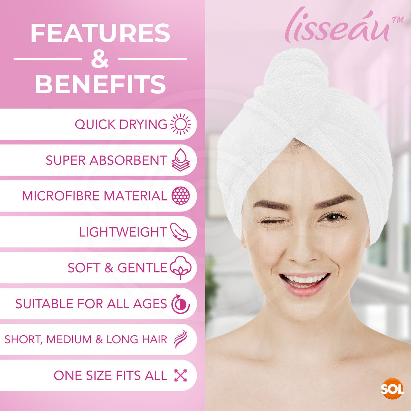 Hair Turban Towel | Microfibre Head Wrap | Quick Dry Drying Bath Shower Hat Cap