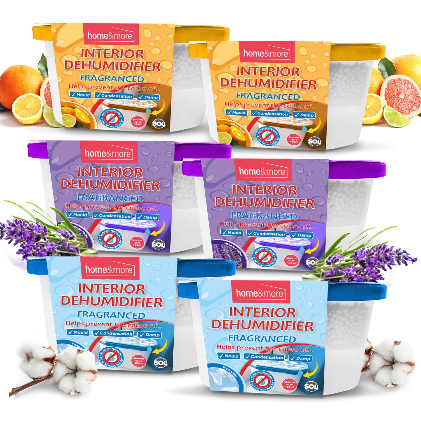 6-36 DEHUMIDIFIER Interior Damp Moisture Mould Mildew Caravan Fragranced 400ml