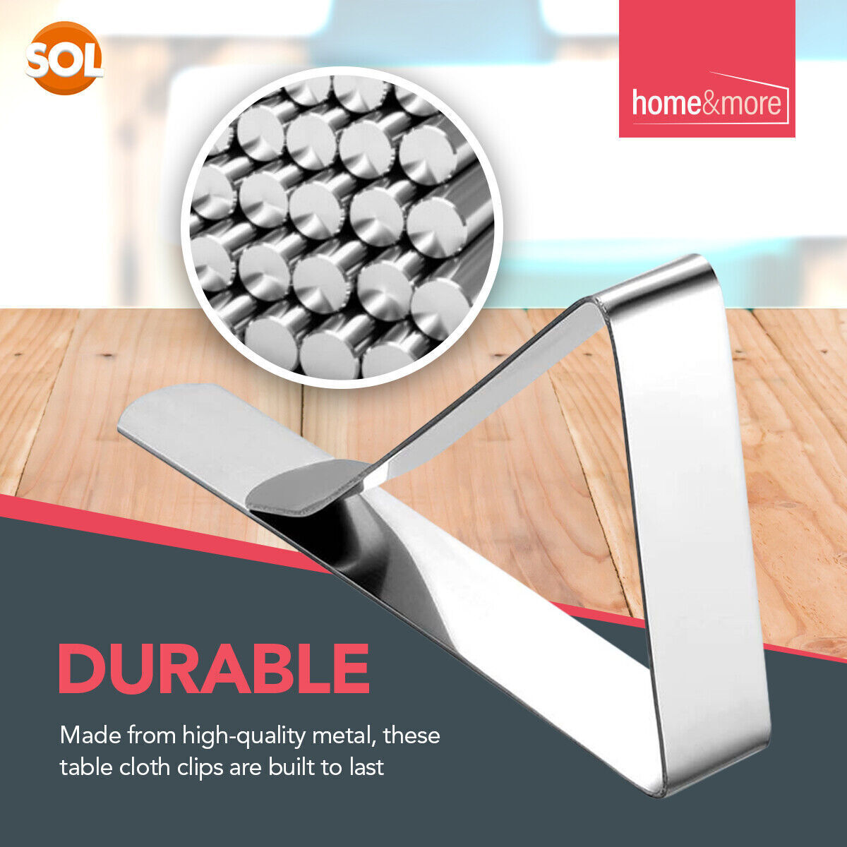 Table Cloth Clips | Metal Stainless Steel Picnic Clamps Pegs | 16 Pack