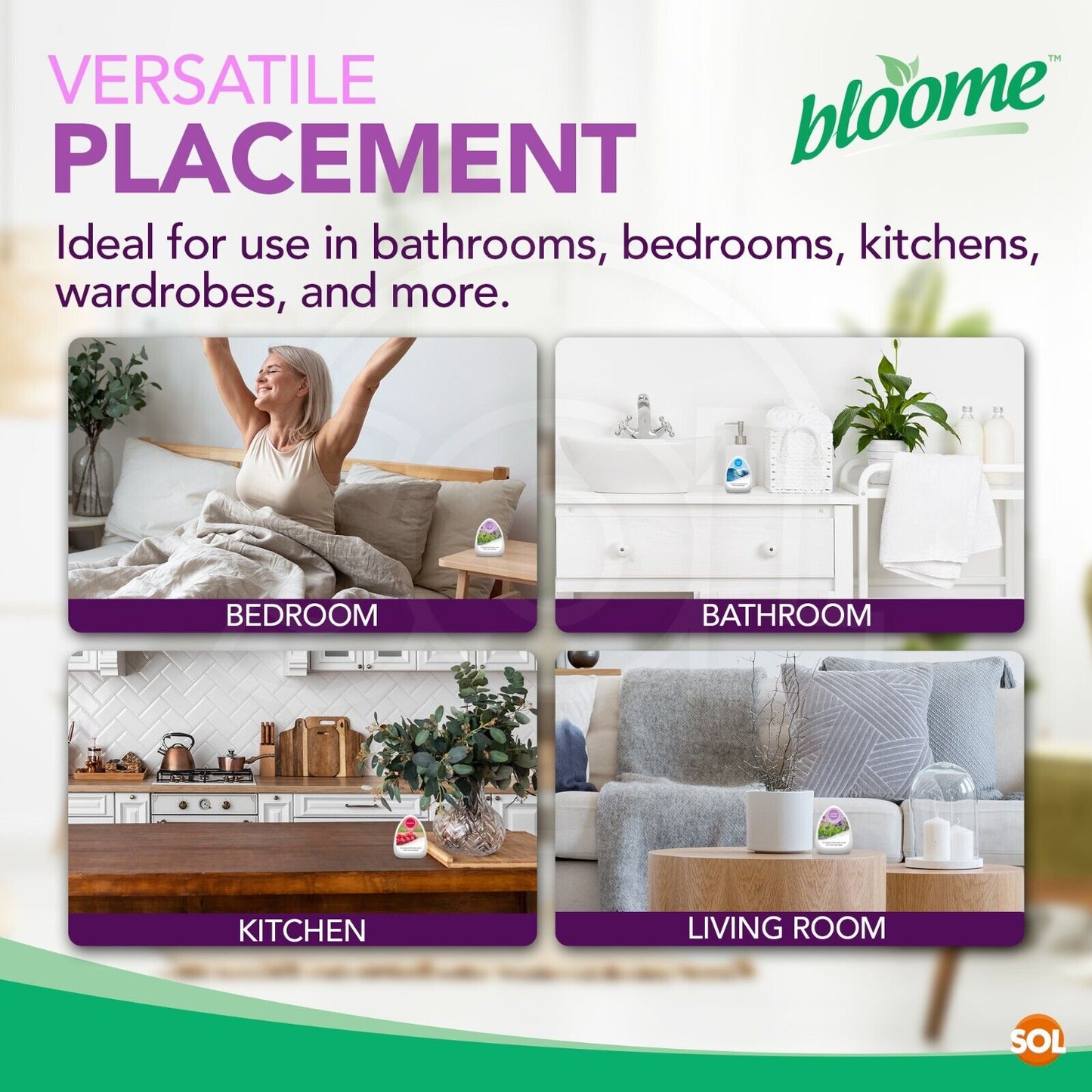 Mini Solid Gel Air Freshener 60g | Bathroom & Home Scent | 18 Pack