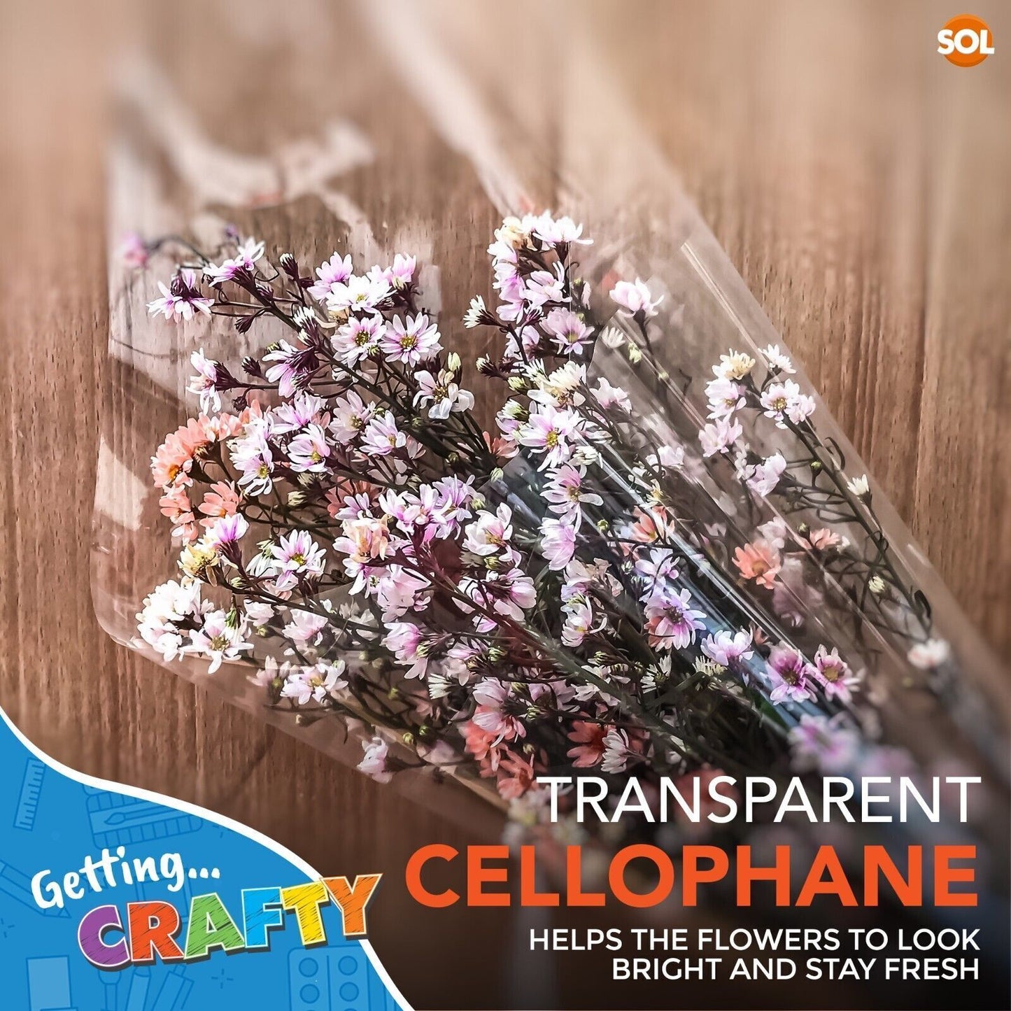 Clear Cellophane Sheets 70cm x 50cm | Gift Wrap See Through | 6 Pack