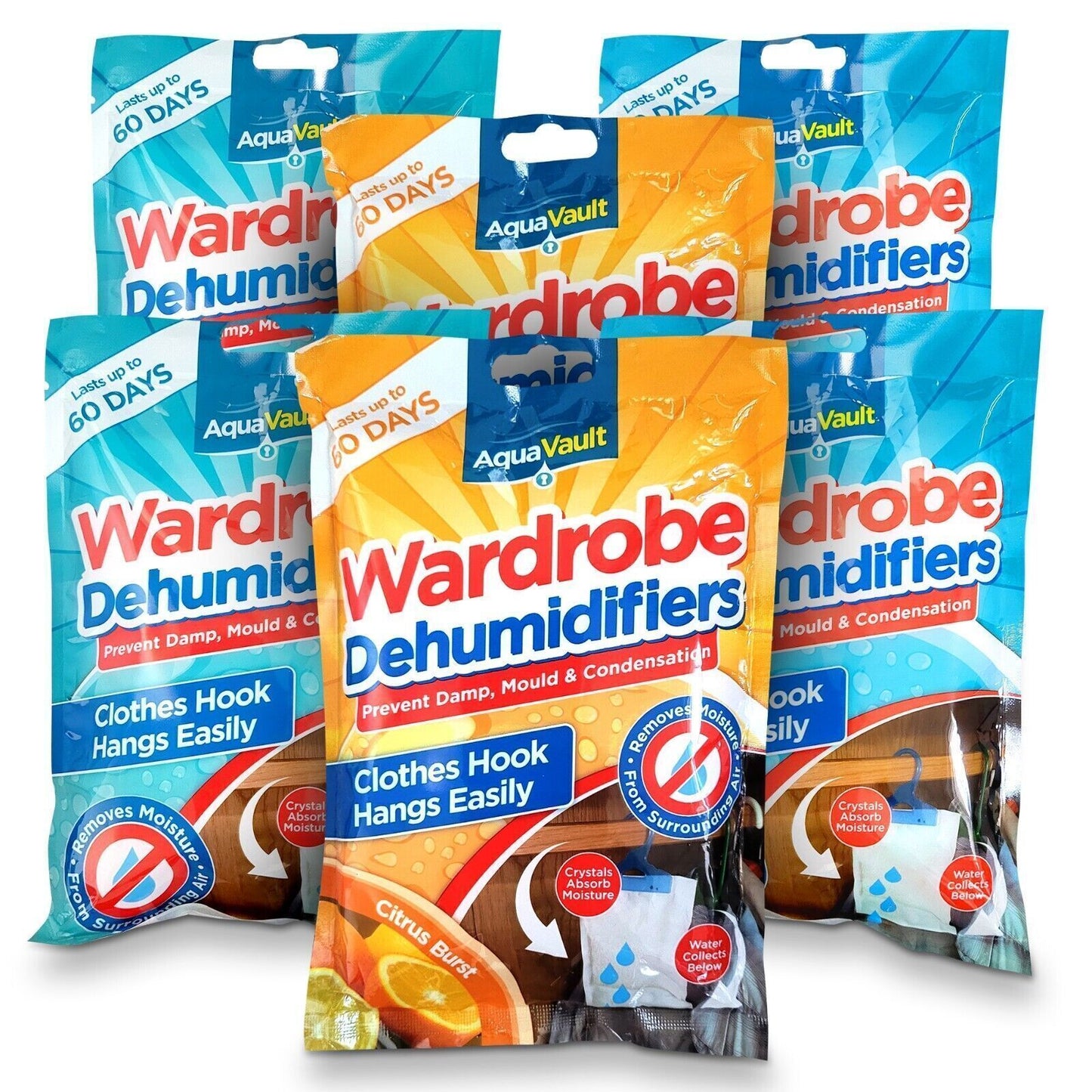 Hanging Wardrobe Dehumidifier Bags | Moisture & Mould Absorber