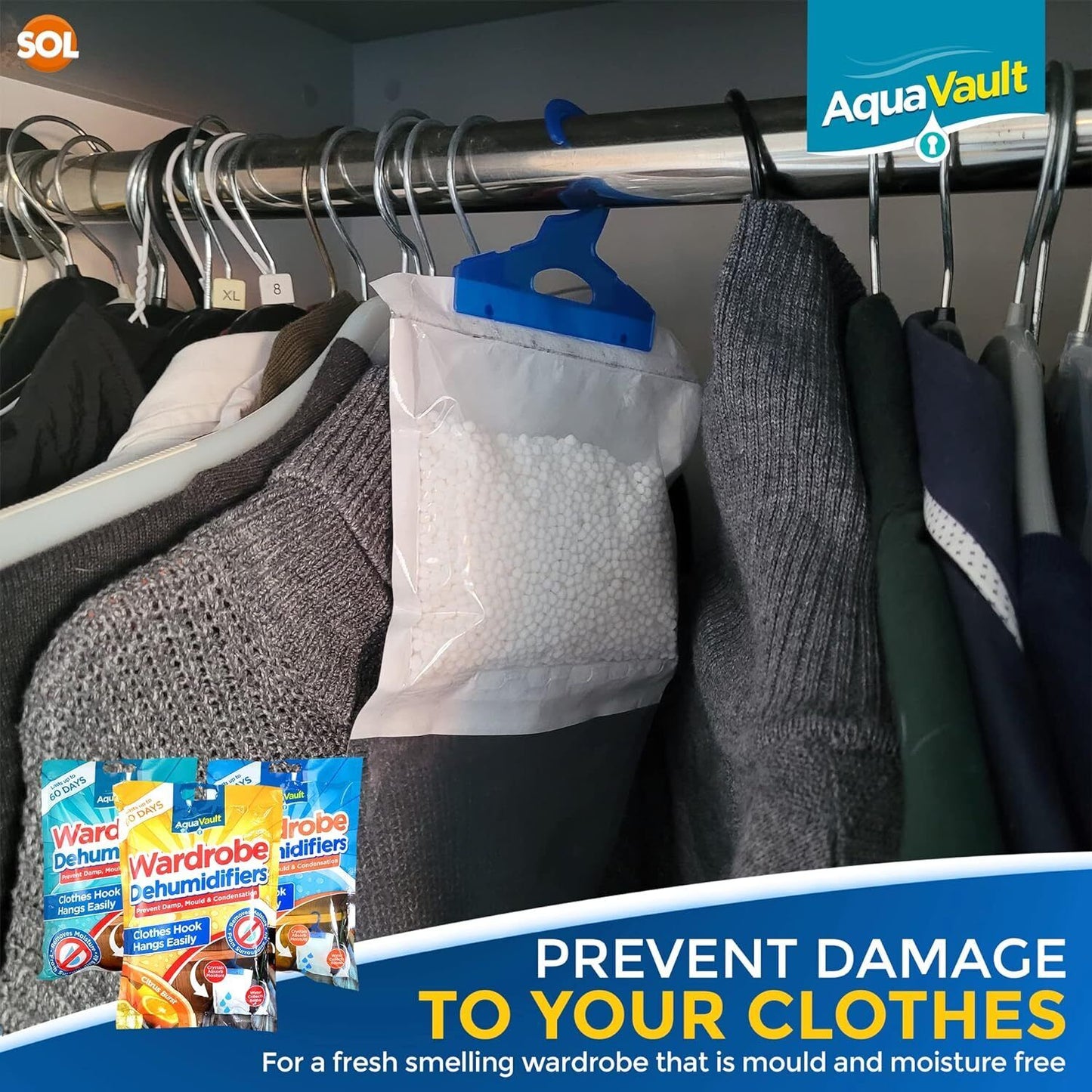 Hanging Wardrobe Dehumidifier Bags | Moisture & Mould Absorber