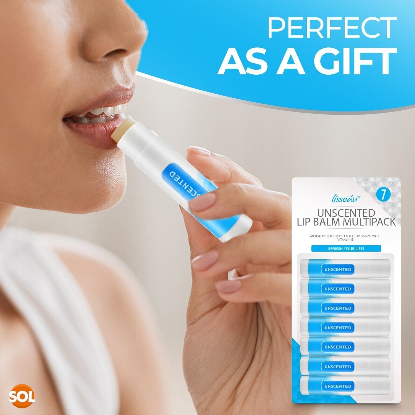 Unscented Lip Balm Set | Moisturising Vitamin E Stick | 7 Pack