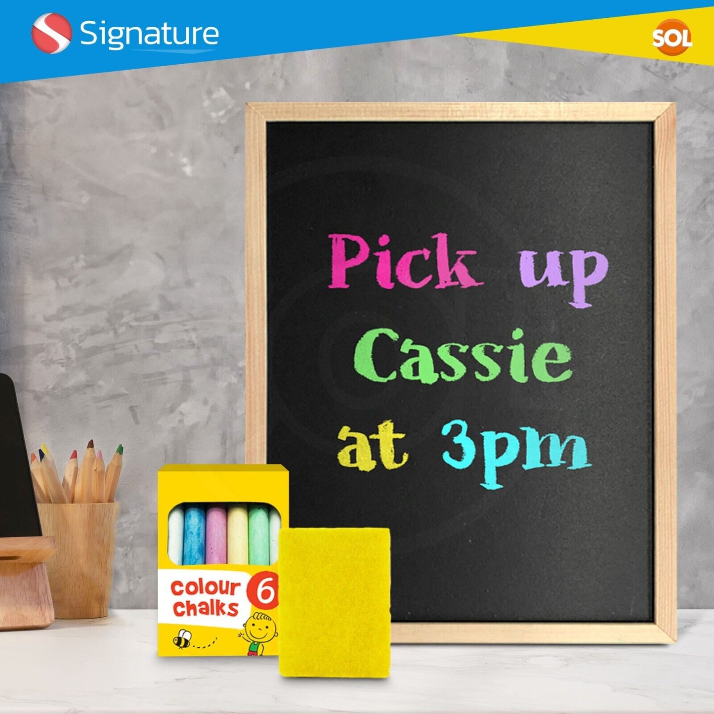 A4 Chalkboard Set with Colourful Chalks - Great for Kids, Restaurants, Cafes