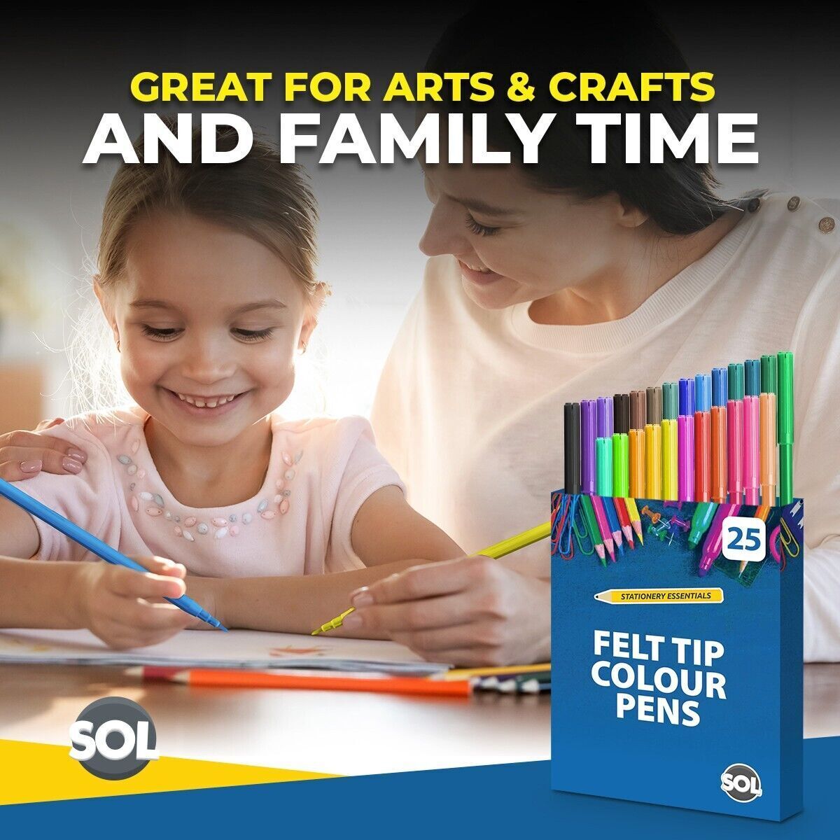 Felt Tip Pens Set | Fine Fibre Drawing Markers | 25 Pack