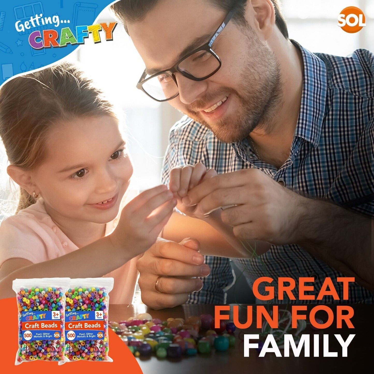 Pony Beads Jewellery Making | Mixed Acrylic Glitter Pearl | 1000 Pack