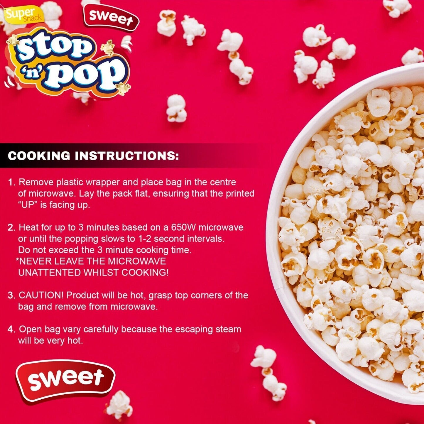 48 x85g Microwave Popcorn Sweet Salted Butter Flavour Movie Cinema Theatre Party