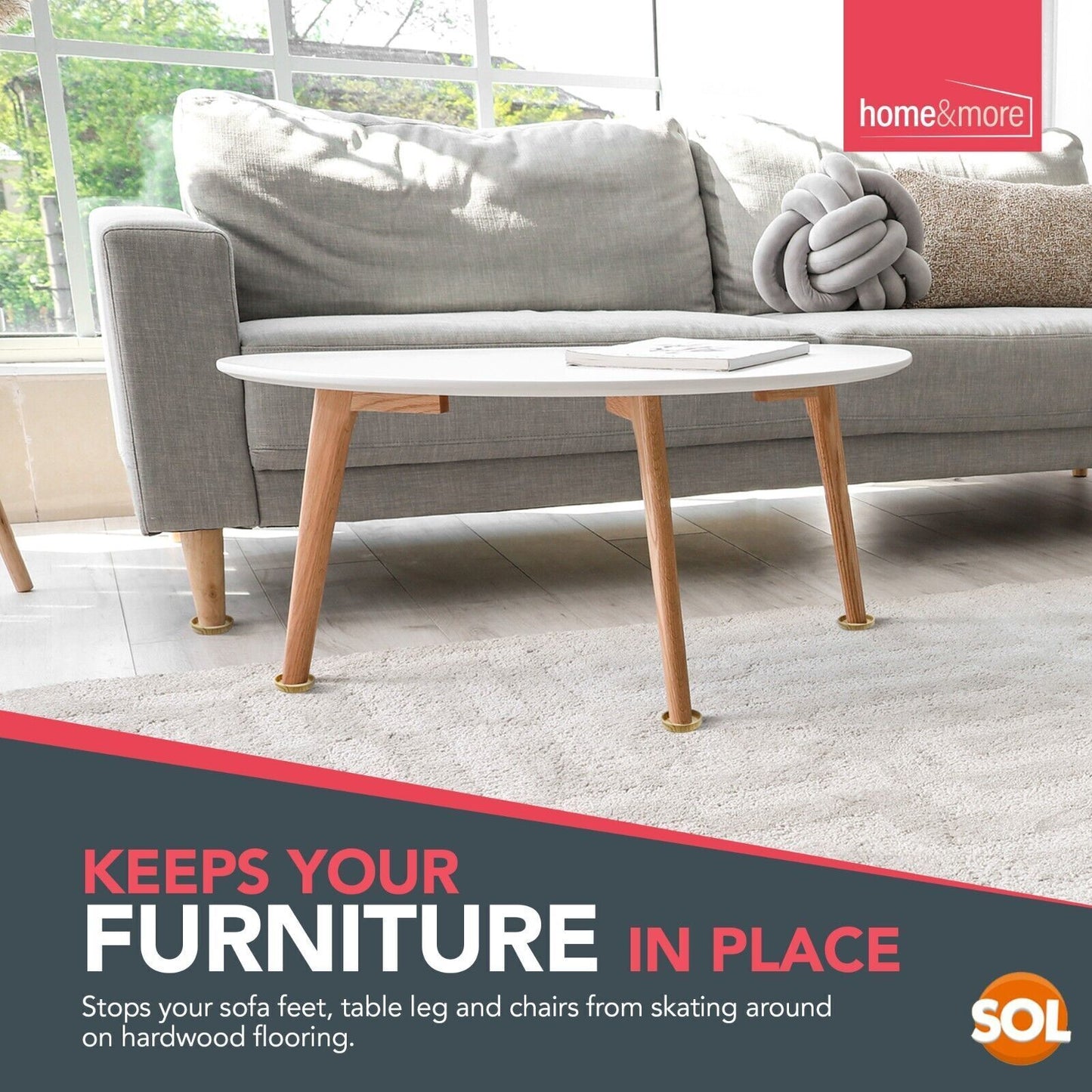 Premium Felt Castor Cups | Non Slip Furniture Castor Floor Protectors | 8 Pack