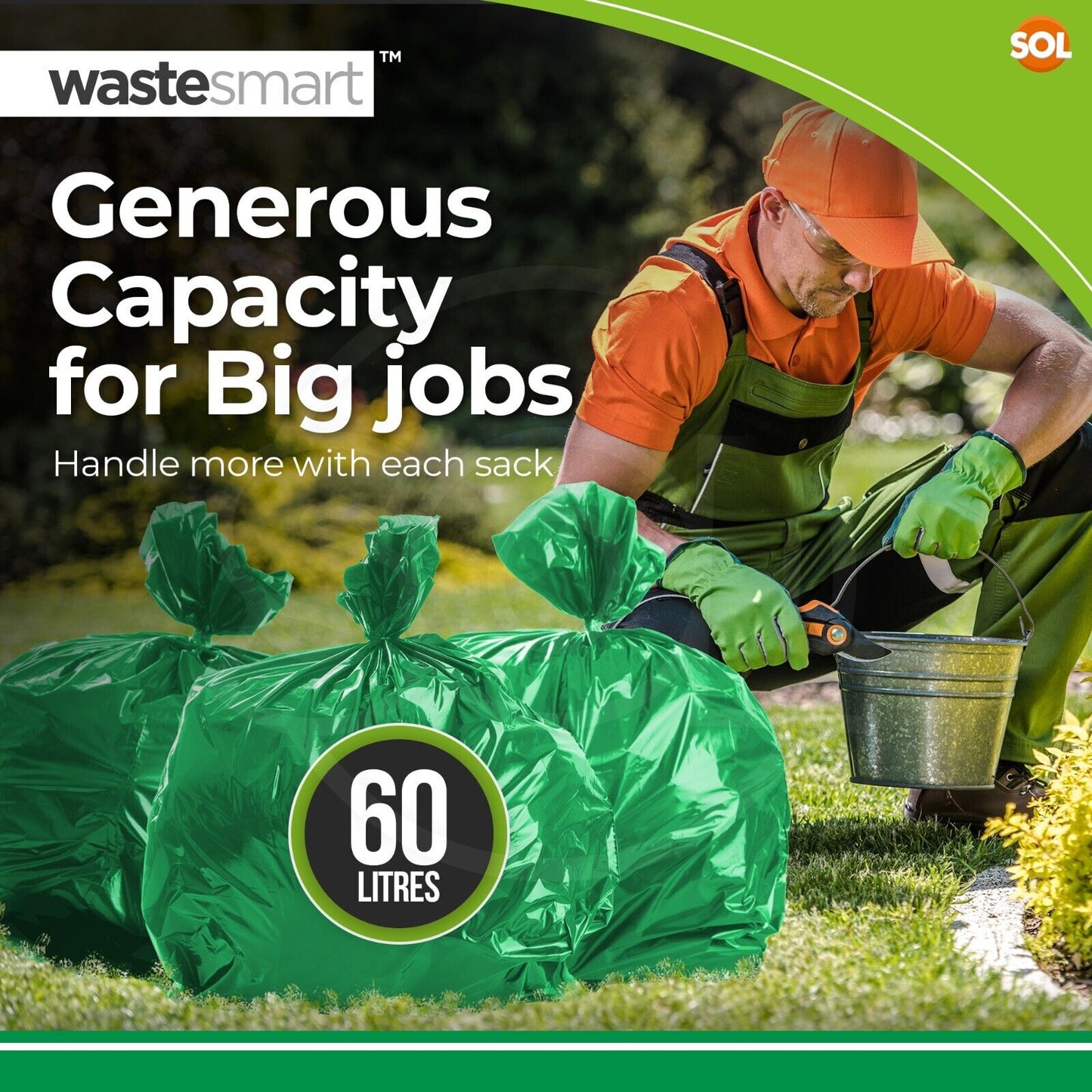 Garden Sacks Heavy Duty 60L Green Waste Bags | 168 Pack