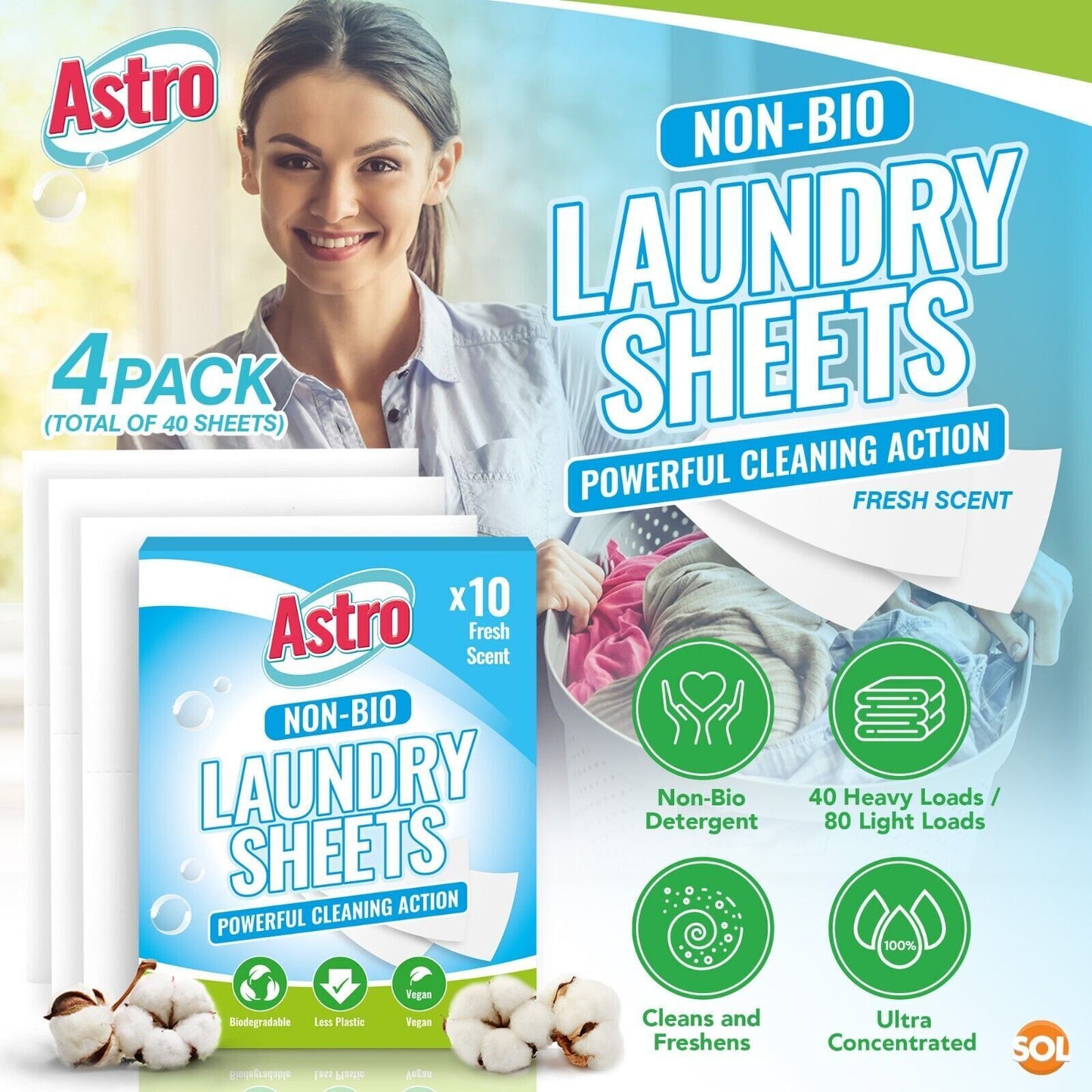 Eco Laundry Sheets Bio & Non-Bio | Washing Machine | 10 Pack