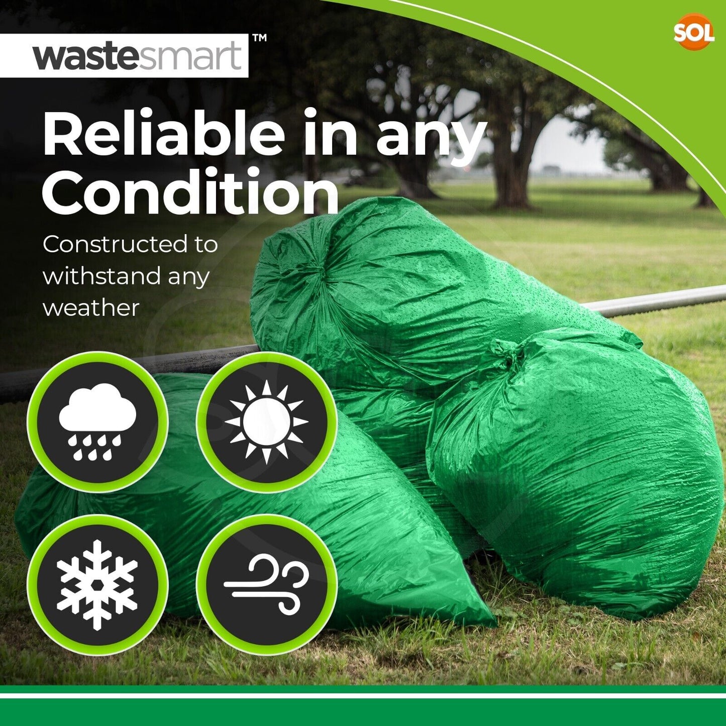 Garden Sacks Heavy Duty 60L Green Waste Bags | 168 Pack