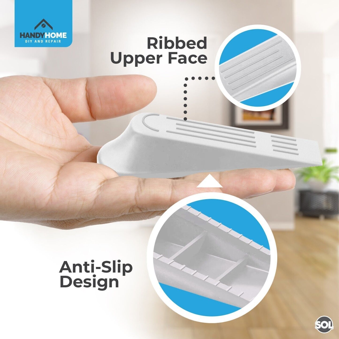 12pk White Rubber Door Wedges Stop | Heavy Duty Stoppers Home Office Jammer Jam