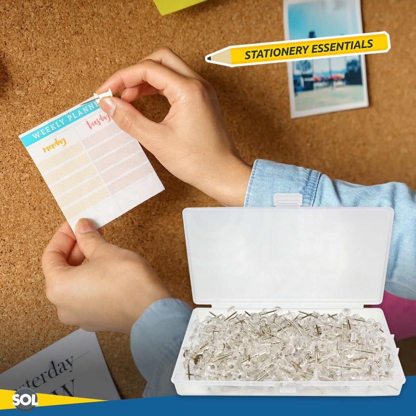 Clear Push Pins for Corkboard 220 Pack – Notice Thumb Tacks