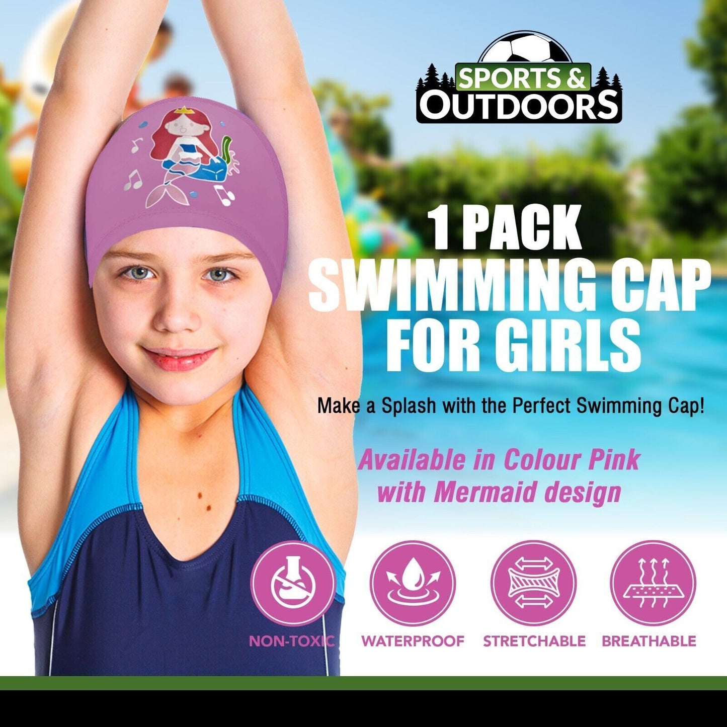 Kids Swimming Cap | Waterproof Fabric Swim Hat for Boys & Girls