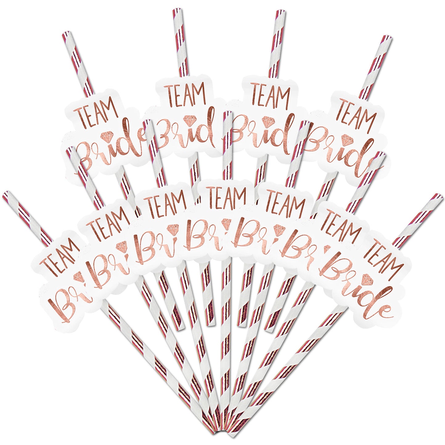 24pk Team Bride Hen Party Straws | Rose Gold Paper Drinking Night Do Accessories