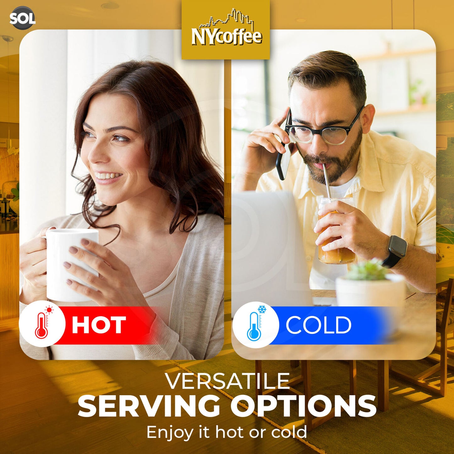 NY Coffee Instant Coffee Sachets 3 in 1 Vanilla | Bulk Pack 100