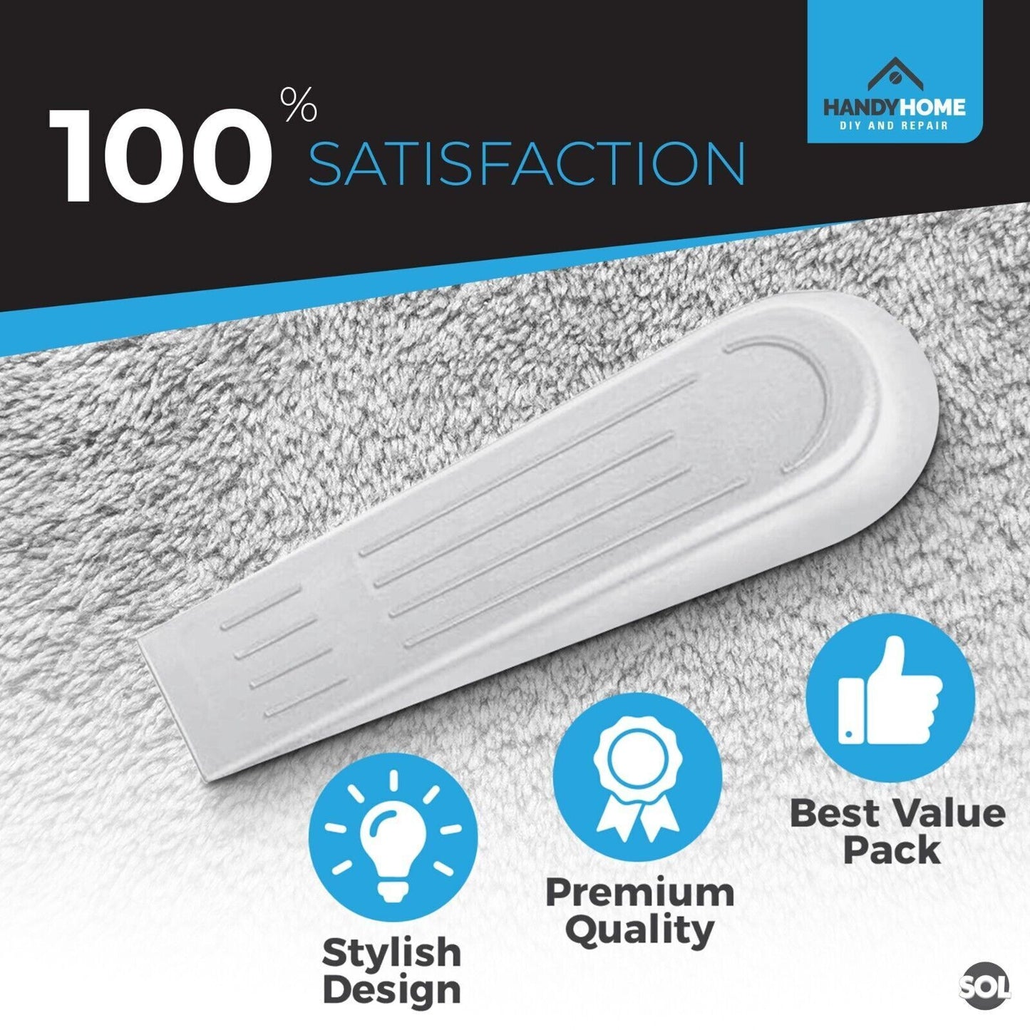 12pk White Rubber Door Wedges Stop | Heavy Duty Stoppers Home Office Jammer Jam